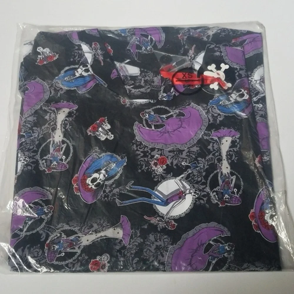 Hell Bunny Black and Purple Skater Skirt - Picture 2 of 5